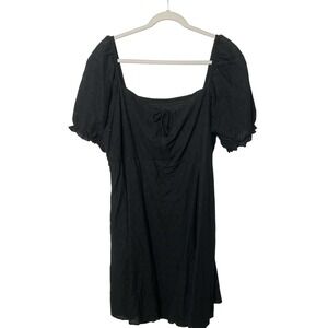 Pinup Fashion Eyelet Mini‎ Dress Puff Sleeve Sweetheart Neck Black 20W